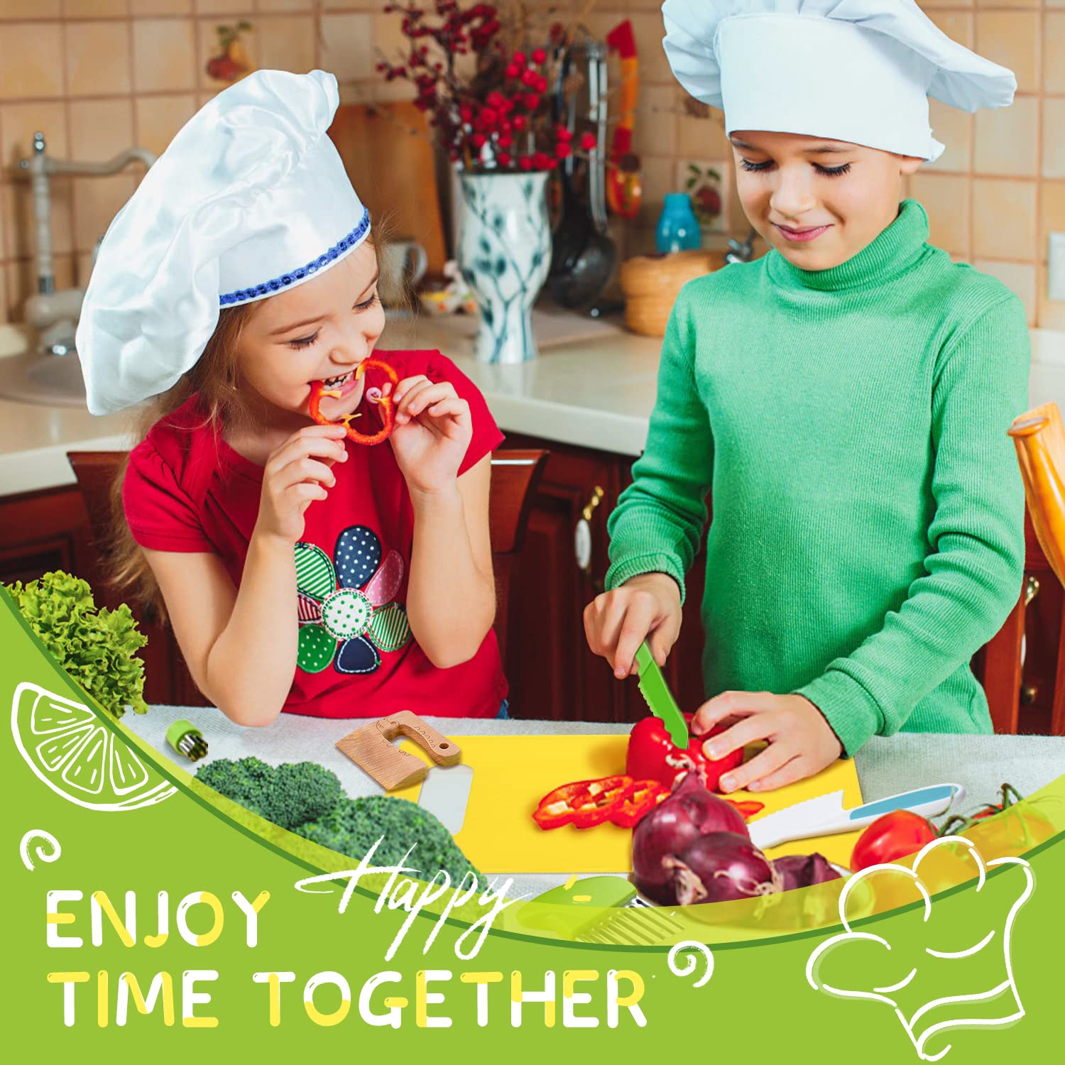Montessori Kitchen Tools for Toddlers-Kids Cooking Sets Real-Toddler Safe Knives Set (13pcs) 🍁 All In One Marketplace Canada