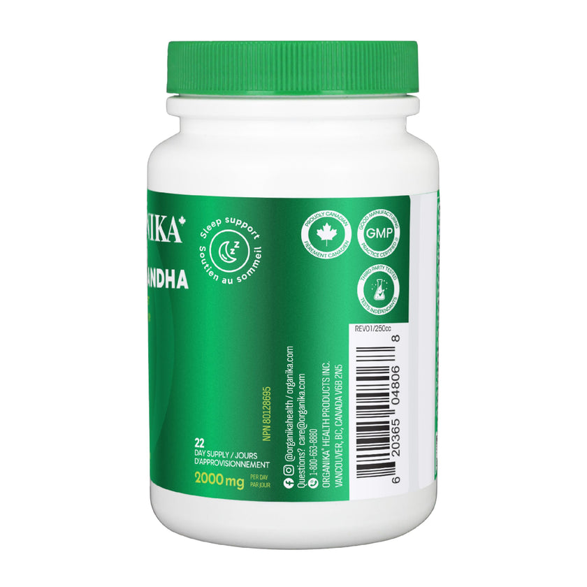 Organika Canadian-Made Ashwagandha with Black Pepper- Enhanced Absorption, Memory Support, Sleep Aid, Adaptogenic- 90vcaps 🍁 All In One Marketplace Canada