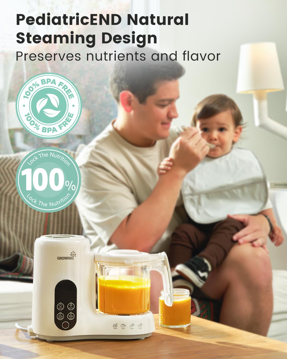 Grownsy Baby Food Maker with Steam Basket, One Step Baby Food Processor Steamer Puree Blender Grinder Mills Machine, Auto Cooking Grinding and Sterilizing for Healthy Homemade Food, BPA-Free 🍁 All In One Marketplace Canada