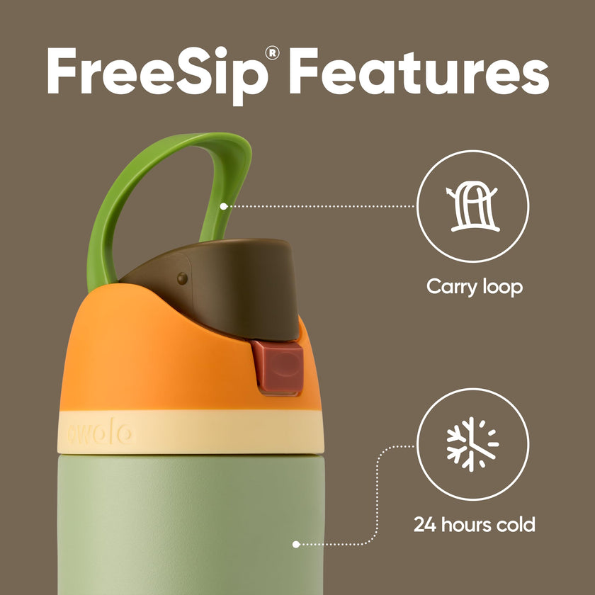 Owala FreeSip Insulated Stainless Steel Water Bottle with Straw for Sports and Travel, BPA-Free, 24-oz, Orange/Green (Camo Cool) 🍁 All In One Marketplace Canada