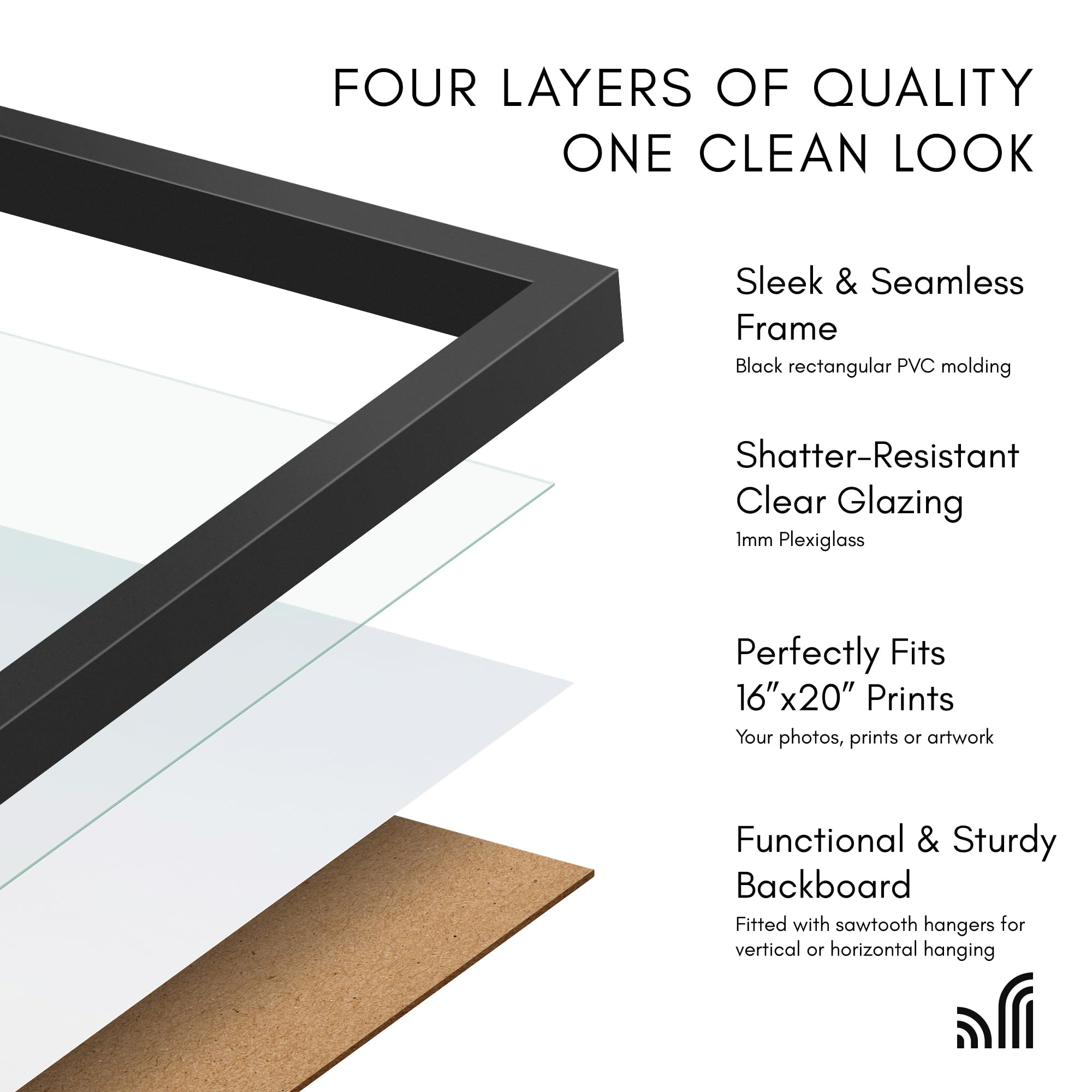 Americanflat 16x20 Picture Frame with Polished Plexiglass - Streamline Collection - Thin Border Picture Frame for Wall Display - Hanging Hardware Included - Black 🍁 All In One Marketplace Canada