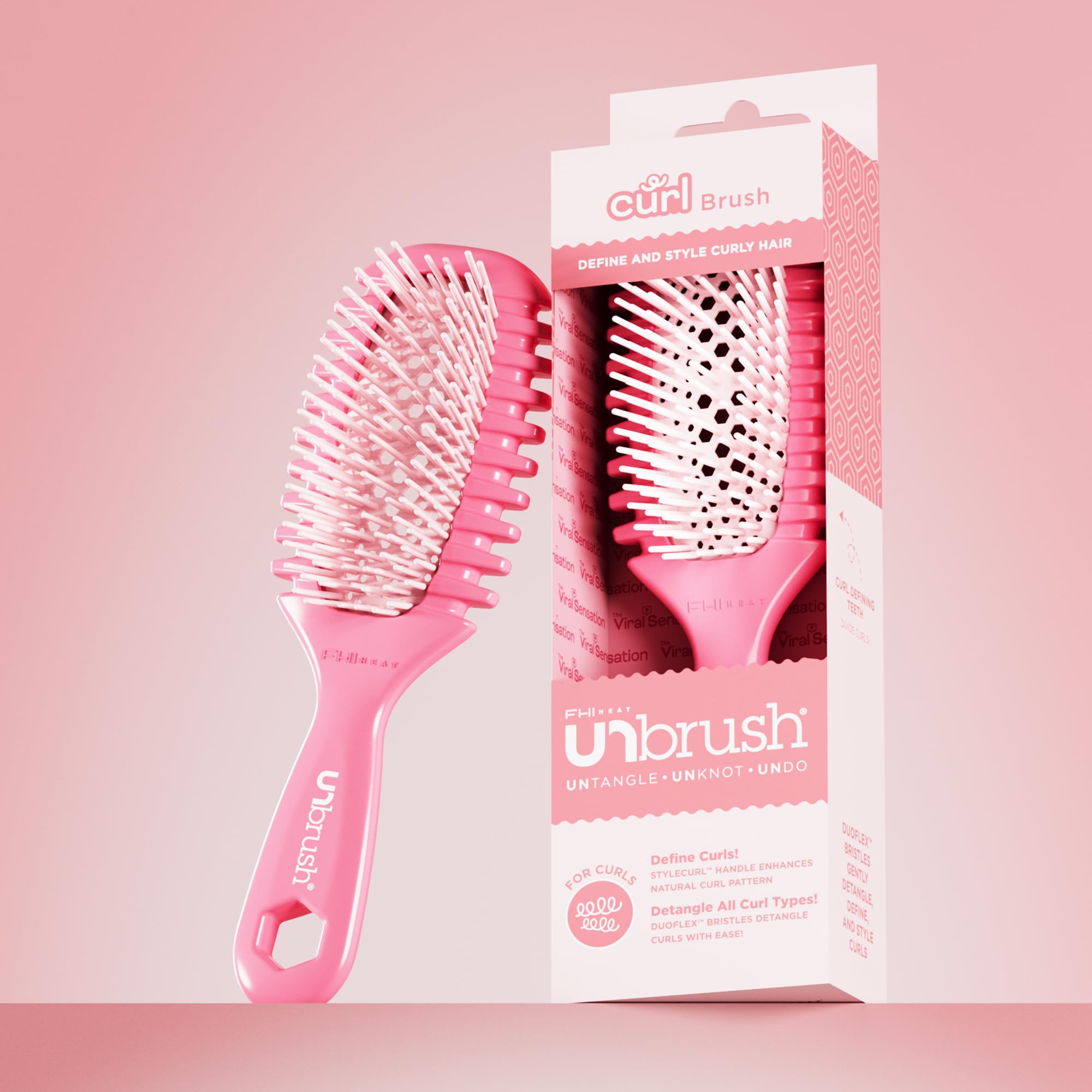 FHI Heat UNbrush Curl Defining Brush — Wavy, Coily, and Curly Hair Brush with DuoFlex Bristles & StyleCurl Handle — for Gentle Detangling & Faster Styling on Wet Hair - Coral Rose 🍁 All In One Marketplace Canada