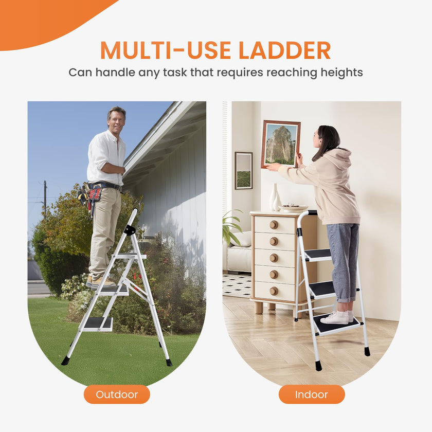 Sweetcrispy 3 Step Ladder, Folding Step Stool, Anti-Slip Pedal 🍁 All In One Marketplace Canada
