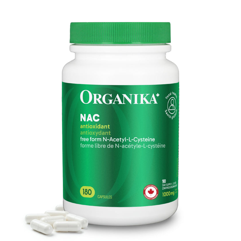 Organika Canadian-Made NAC (N-Acetyl-L-Cysteine) 500mg- Supports Antioxidant Glutathione Levels, Immune System Support, Liver and Detox Support- 180caps 🍁 All In One Marketplace Canada