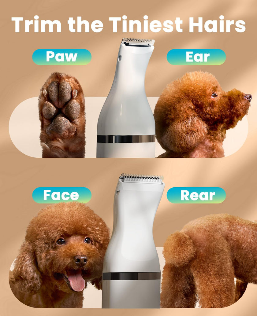 oneisall Dog Clippers with Double Blades,Cordless Small Pet Hair Grooming Trimmer,Low Noise for Trimming Dog's Hair Around Paws, Eyes, Ears, Face, Rump (White) 🍁 All In One Marketplace Canada