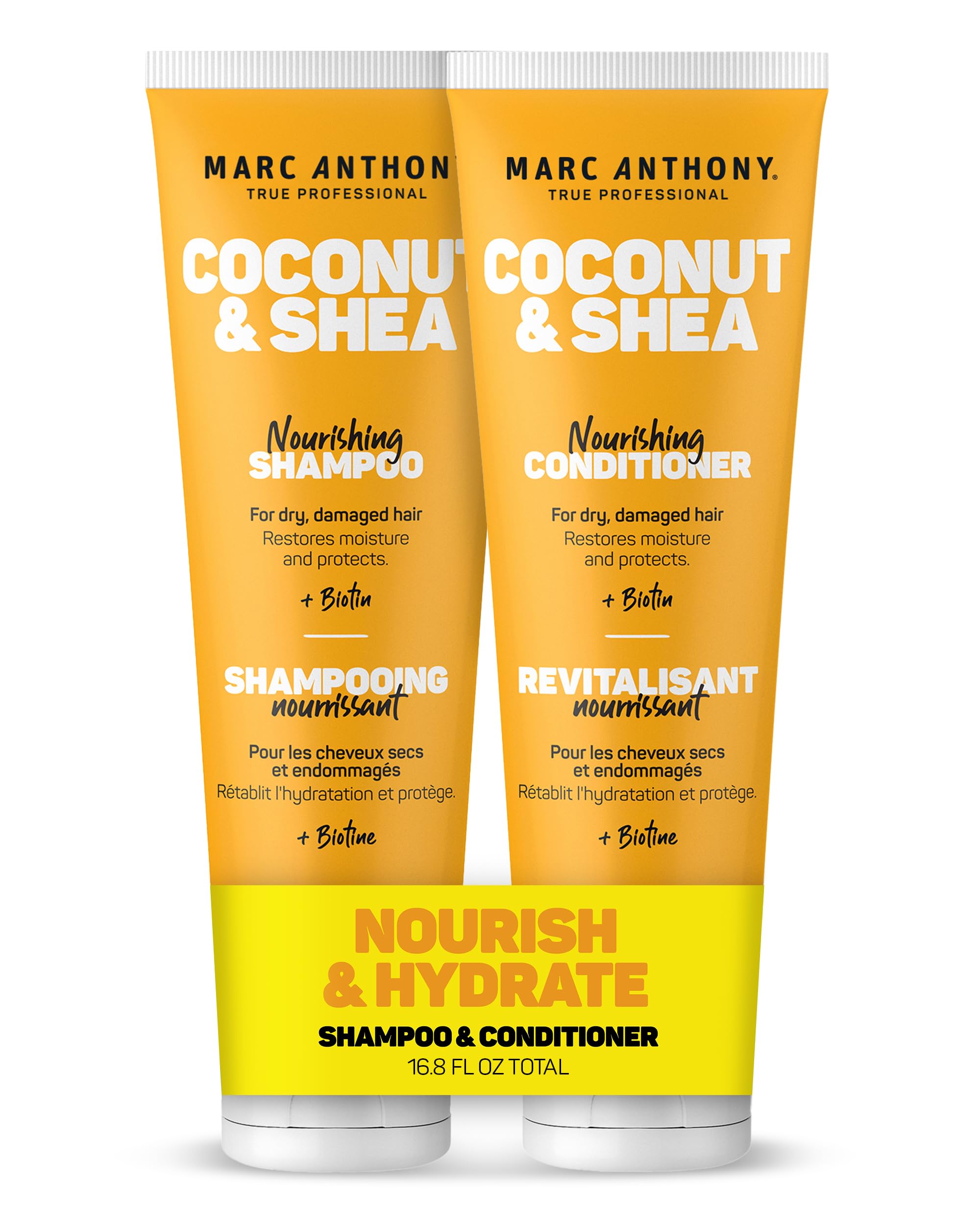 Marc Anthony Coconut Oil & Shea Butter Shampoo & Conditioner – Biotin & Keratin - Sulfate Free, Color Safe, Anti Frizz Hair Shampoo & Conditioner Gift Set for Dry Damaged Hair 🍁 All In One Marketplace Canada