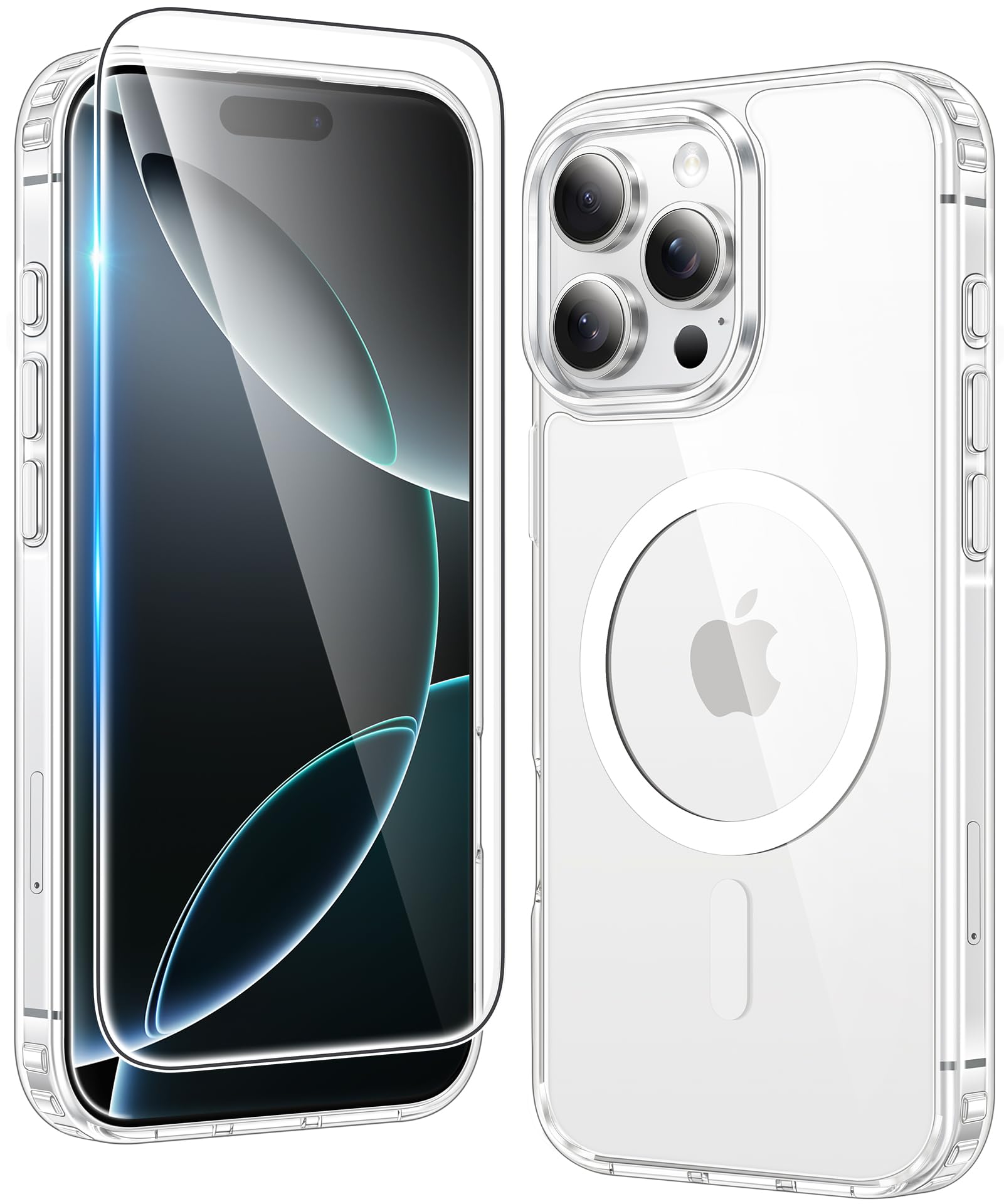 FNTCASE for iPhone 16 Pro Case: Clear Magnetic Phone Cases with Screen Protector Slim Anti Yellowing Rugged Shockproof Protective Transparent Cell Phone Cover (A-Clear Magnetic) 🍁 All In One Marketplace Canada
