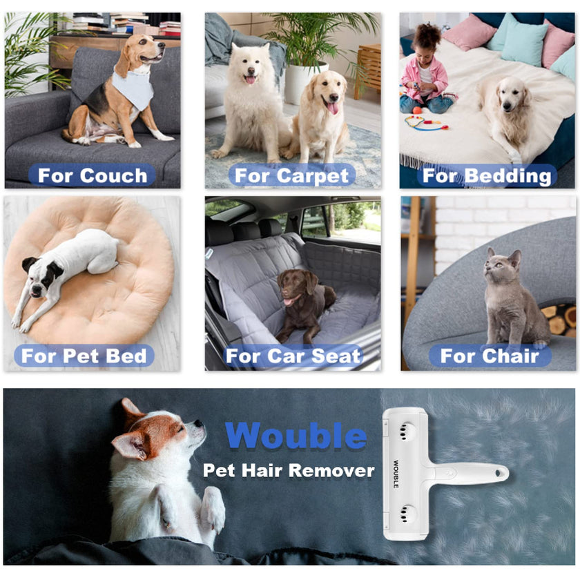 Wouble Pet Hair Remover Roller, Reusable Lint Roller for Pet Hair,Self Clean Dog Cat Fur Removal Brush, from Carpet, Furniture, Rugs, Laundry, Bedding, Sofa-White 🍁 All In One Marketplace Canada
