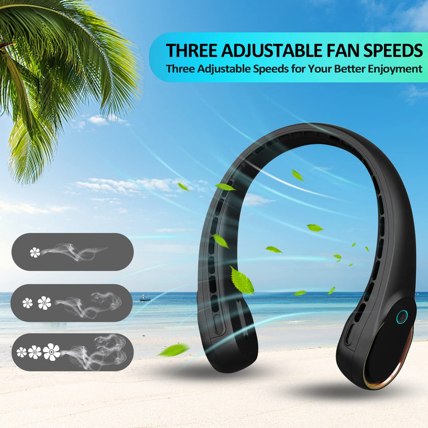 Portable Neck Fan, Personal Bladeless Neck Fans for Men, Upgraded Increase Air Volume & 4000mAh Battery, Ultra Quiet, 4-16 Hours Use Time Wearable Fan USB Rechargeable for Home Travel-Black 🍁 All In One Marketplace Canada