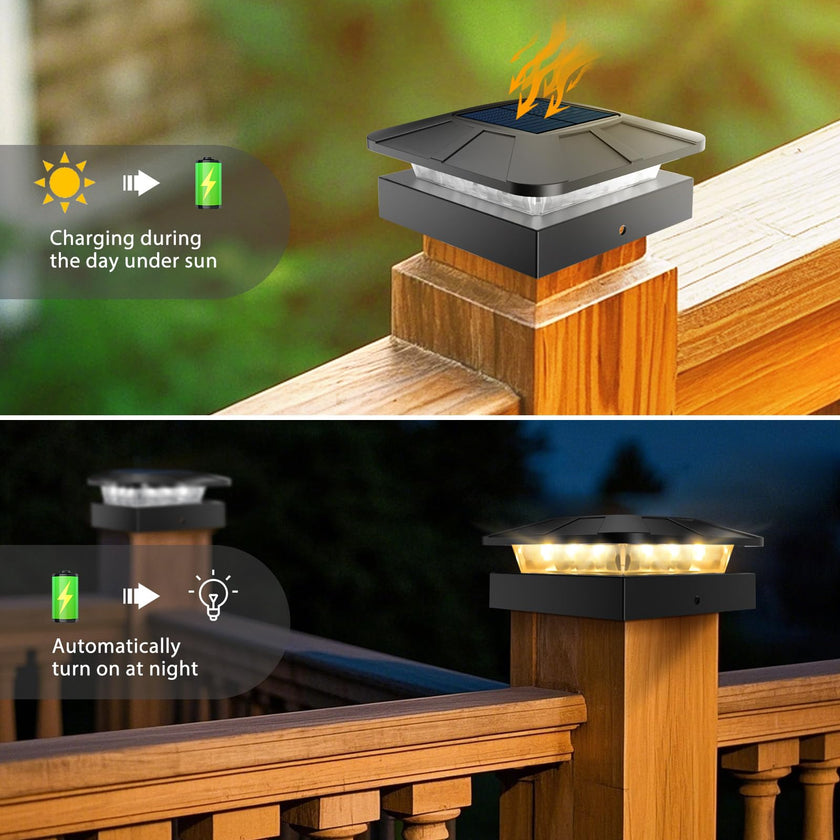 peasur 4x4 Solar Post Caps Lights, 3 Modes Fence Post Solar Lights for Outdoor Vinyl Wooden Posts, Waterproof Deck Post Solar Lights for Garden Porch, Black 4 Pack 🍁 All In One Marketplace Canada