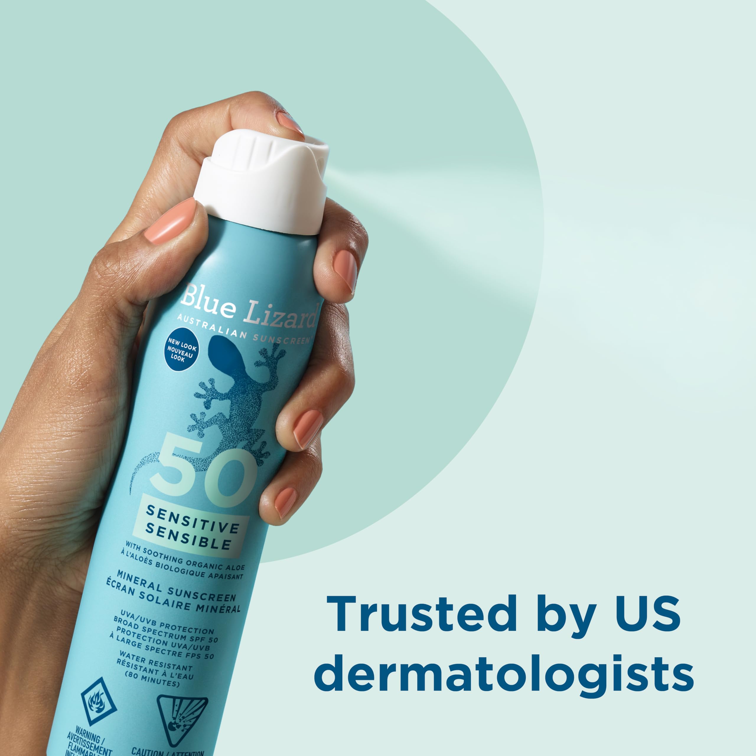 Blue Lizard Sensitive Mineral SPF 50 Spray, Broad-Spectrum UVA/UVB Protection, Water-Resistant, Zinc Oxide Formula, 142 g 🍁 All In One Marketplace Canada