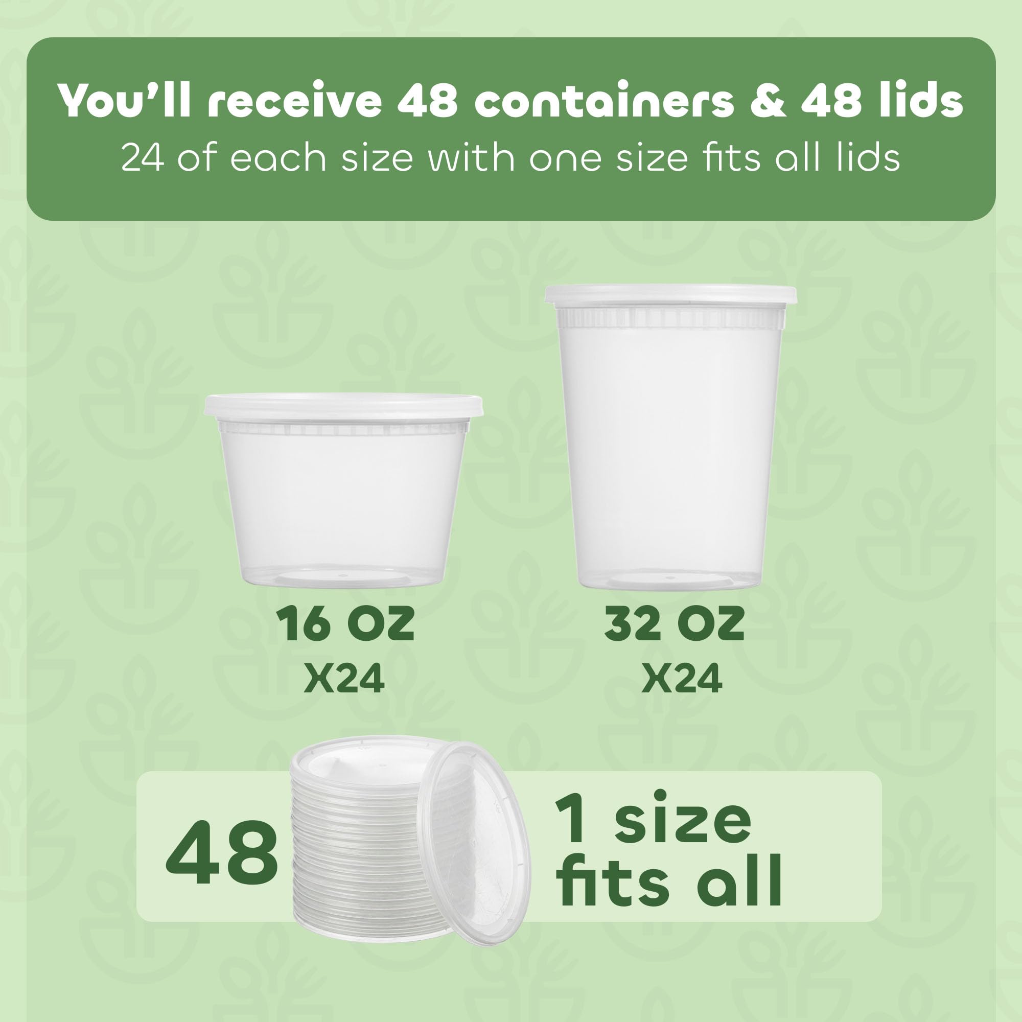 Deli Food Containers with Lids - (48 Sets) 24-32 Oz Quart Size & 24-16 Oz Pint Size Airtight Food Storage Takeout Meal Prep Containers with 54 Lids, BPA-Free, Dishwasher, Microwave Safe 🍁 All In One Marketplace Canada