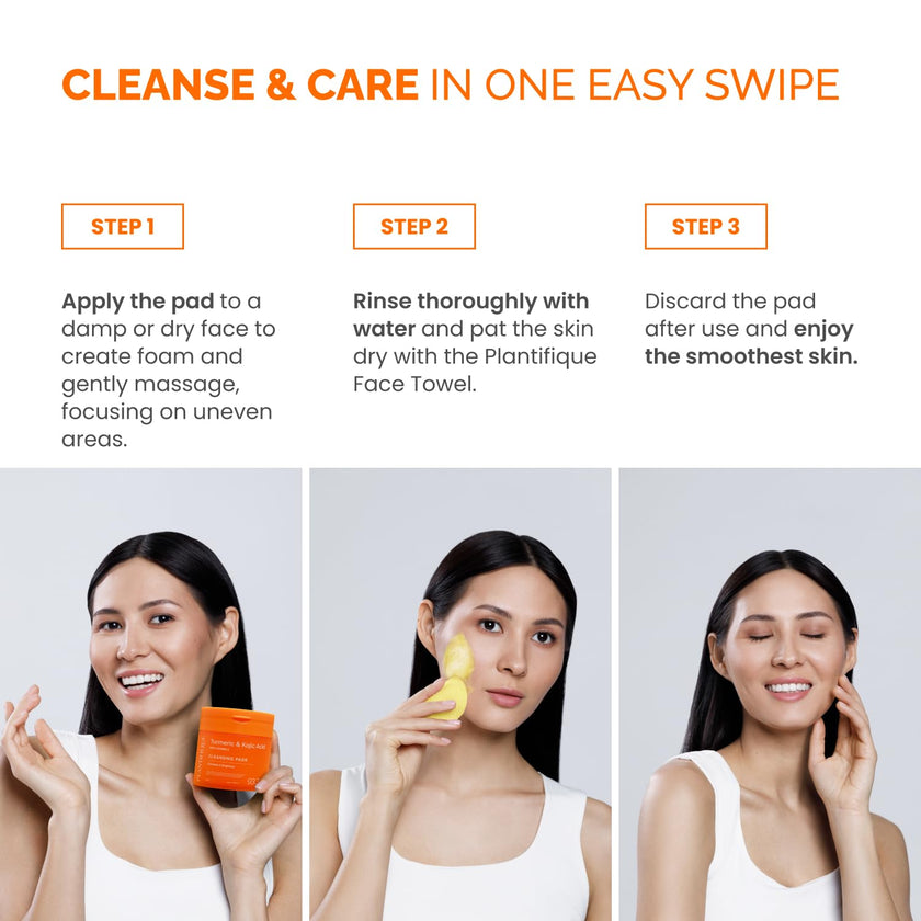PLANTIFIQUE Kojic Acid and Turmeric Cleansing Pads - Lab-Tested - 60 Exfoliating Pads with Ceramides, Niacinamide & Vitamin C for Dark Spots & Uneven Skin Tone 🍁 All In One Marketplace Canada