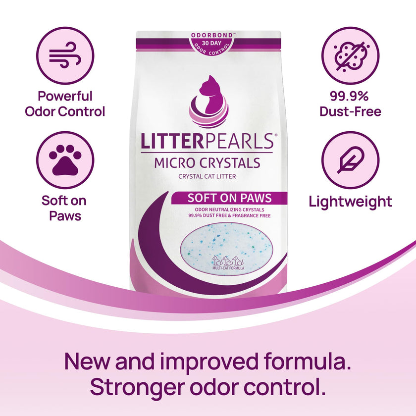 Litter Pearls Micro Crystals Unscented Non-Clumping Crystal Cat Litter with Odorbond, 7 lb, White, Clear and Blue Crystals (LPMC7) 🍁 All In One Marketplace Canada