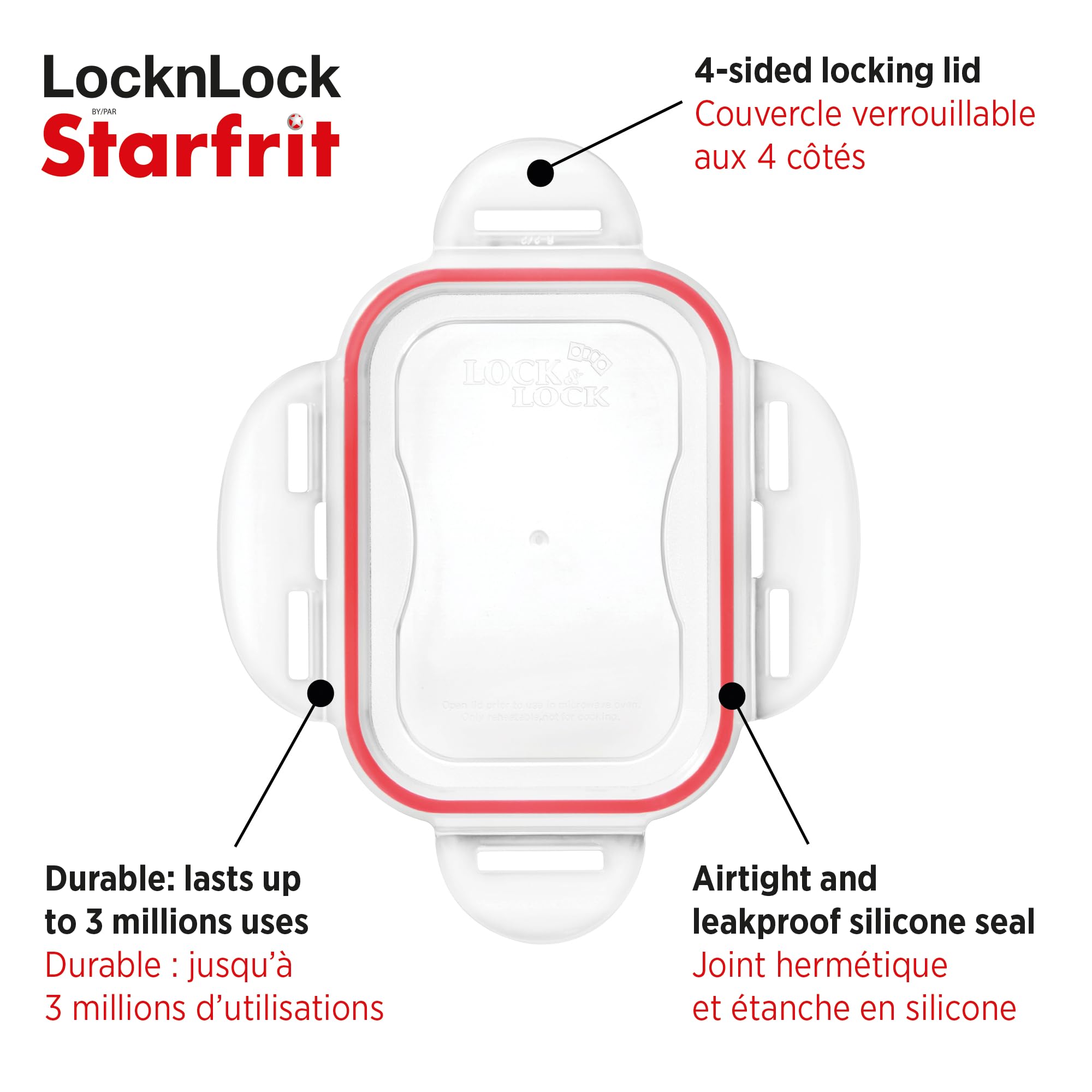Starfrit LocknLock Plastic Pantry Container with Wheels - 406oz/12L - Airtight - 4-Sided Locking Flip-Top Lid 🍁 All In One Marketplace Canada