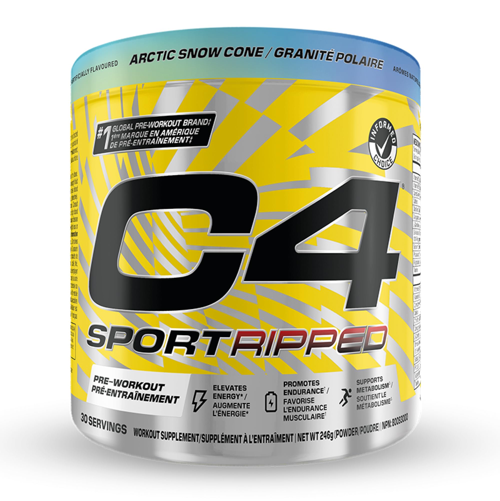 Cellucor C4 Ripped Thermogenic Pre Workout Powder - Informed-Choice Certified Preworkout Energy & Fat Metabolism - Artic Snow Cone, 30 Servings 🍁 All In One Marketplace Canada