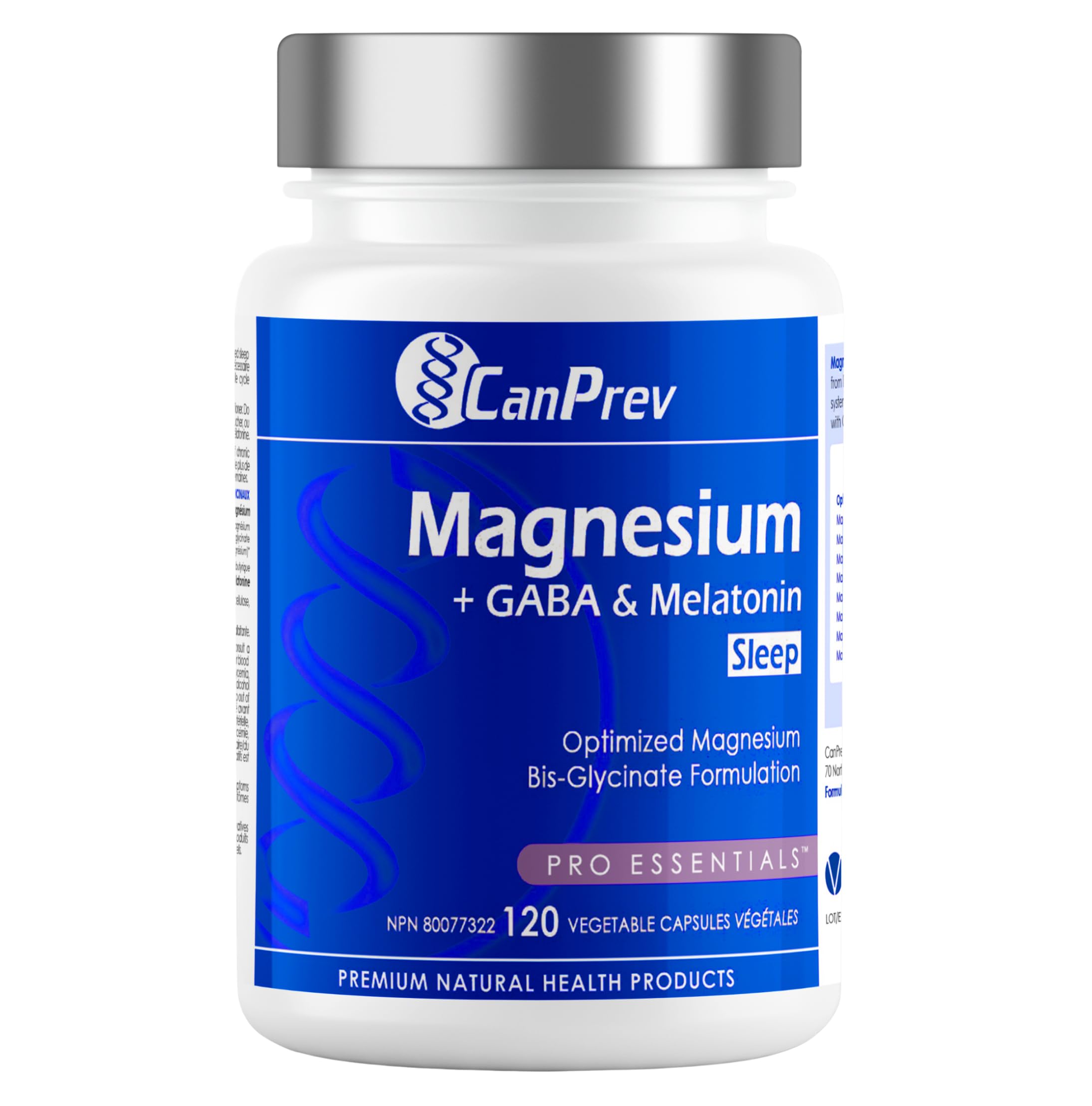 CanPrev Magnesium Bisglycinate Chelated + GABA & Melatonin, 120 Veg Caps, 120-Day Supply, Supports Restful Night, Muscle Function, Promote Relaxation & Balanced Sleep-Wake Cycle, Vegan, No GMO, Gluten 🍁 All In One Marketplace Canada