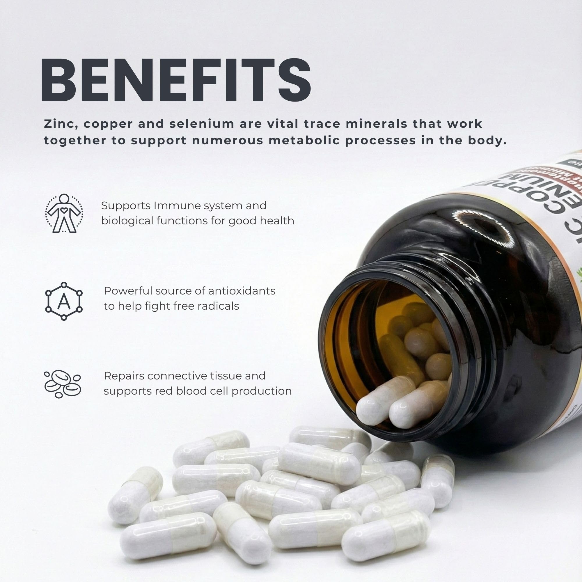 Herba Zinc Picolinate 25mg with Copper and Selenium - 180 Capsules | 3 in 1 Mineral Supplement | Selenium Zinc Copper Supplement | 6 Months Supply | Immune Support | Made in Canada 🍁 All In One Marketplace Canada