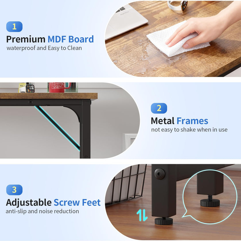 BestOffice Computer Desk,Home Office Desk Writing Study Table Modern Simple Style PC Desk with Metal Frame for Home Office 🍁 All In One Marketplace Canada