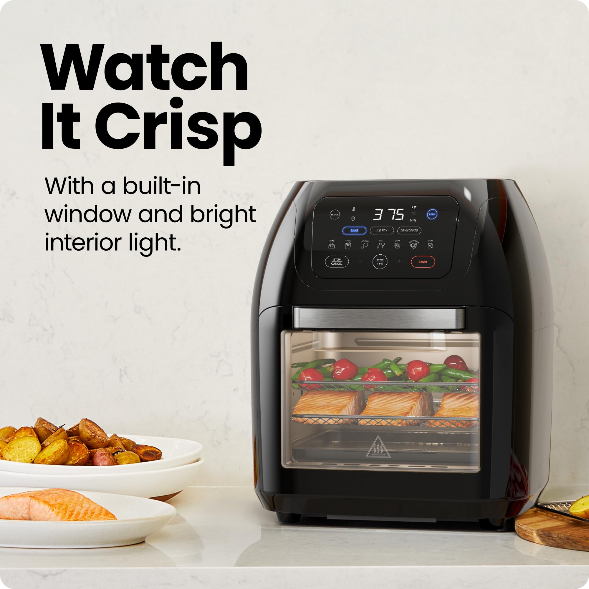 CHEFMAN Multifunctional Digital AirFryer+ Rotisserie,Dehydrator, Convection Oven17 Touch Screen Presets Fry,Roast,Dehydrate, Bake, XL 10L Family Size,Auto Shutoff,Large Easy-View Window Black,10 Quart 🍁 All In One Marketplace Canada