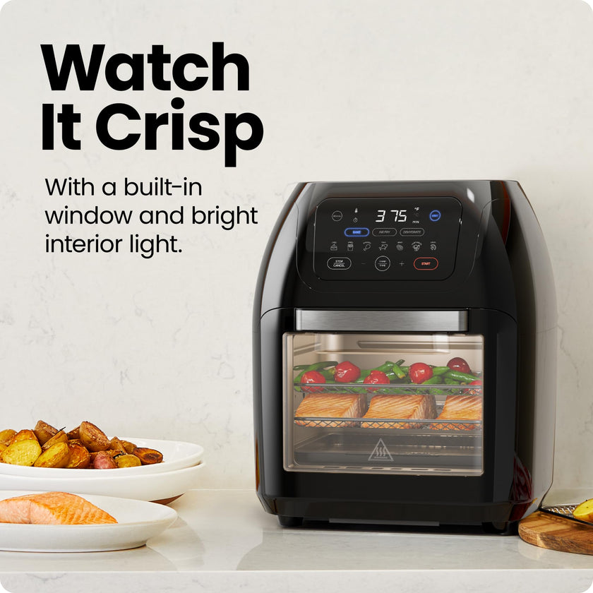 CHEFMAN Multifunctional Digital AirFryer+ Rotisserie,Dehydrator, Convection Oven17 Touch Screen Presets Fry,Roast,Dehydrate, Bake, XL 10L Family Size,Auto Shutoff,Large Easy-View Window Black,10 Quart 🍁 All In One Marketplace Canada