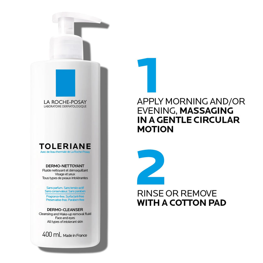 La Roche Posay Face Wash, Toleriane Dermo Cleanser, Formulated with Glycerin to Calm Irritated Skin, Gently Cleanses & Removes Makeup. Suitable for Sensitive Skin. Dermatologist Recommended, 400mL 🍁 All In One Marketplace Canada