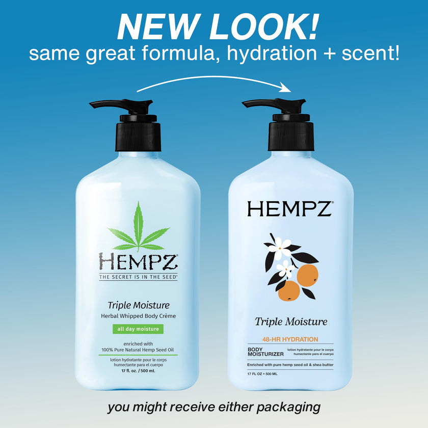 HEMPZ Triple Moisture Body Moisturizer, 17 Oz – Hydrating Lotion Rich with Minerals, Vitamin C, & Hempseed Oil to Nourish & Repair Extremely Dry or Sensitive Skin for Body 🍁 All In One Marketplace Canada