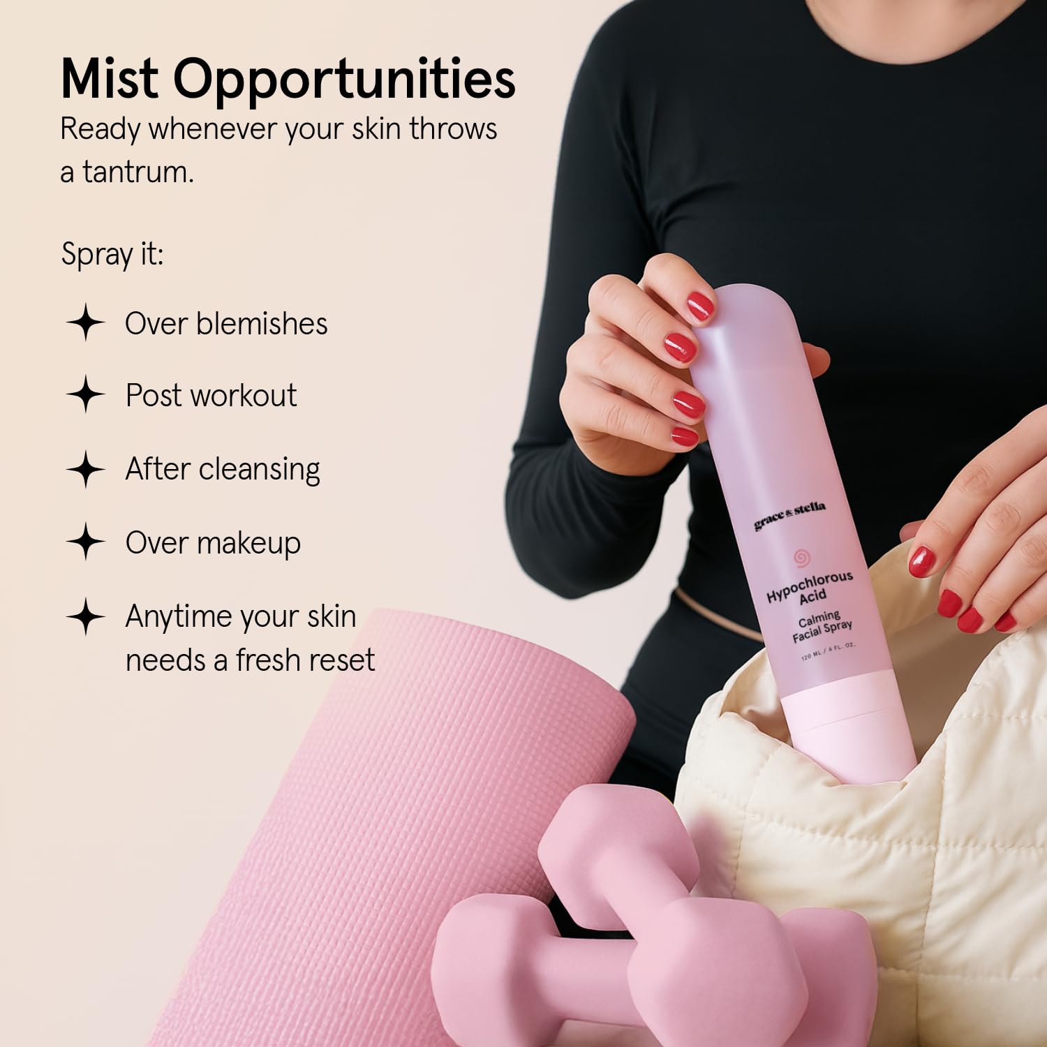grace & stella Hypochlorous Acid Spray - Gentle Face Spray to Calm Redness & Flare-Ups - Soothing Facial Mist for Sensitive Skin (120 ml/4.22 fl oz) 🍁 All In One Marketplace Canada
