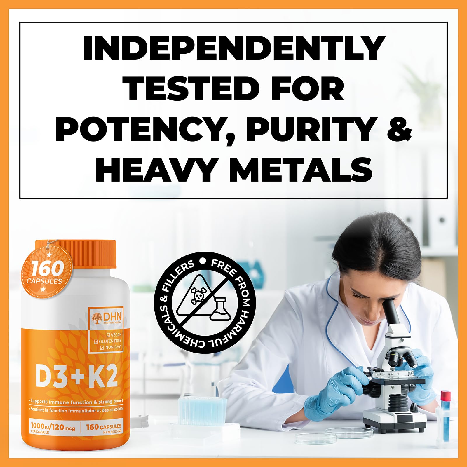 VITAMIN D3 K2 (MK-7) VEGAN | HIGH POTENCY•VALUE SIZE | Supports Prevention of Osteoporosis & Heart Calcification | Immune, Bone & Heart Health Supplement | Canadian Made Vitamin D3 Vitamin K2 🍁 All In One Marketplace Canada