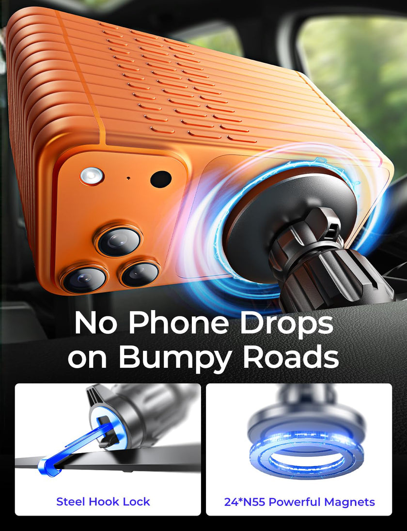 LISEN 15W for MagSafe Car Mount Charger【24 Strongest Magnets】 Phone Holder Car Magnetic Wireless Charger【360°】 Vent & Dashboard MagSafe Car Accessories for Mom for iPhone 17 Pro 16 15 14 13 🍁 All In One Marketplace Canada