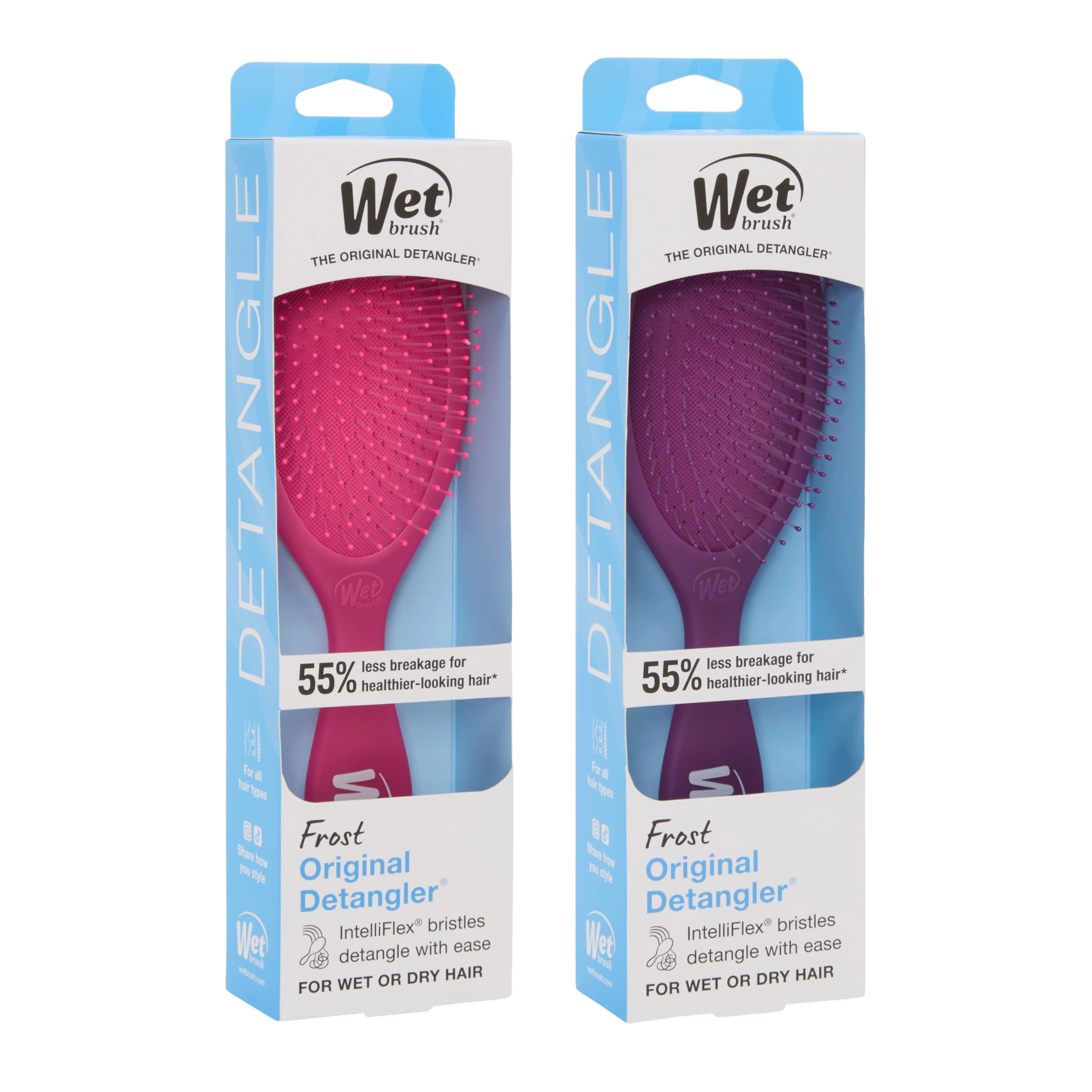 Wet Brush Original Detangler Hair Brush, Pink and Purple - 2 Piece Bundle 🍁 All In One Marketplace Canada
