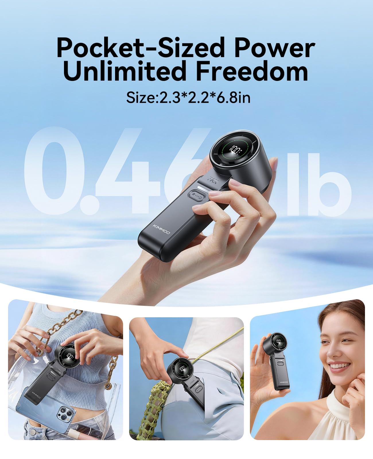 KIMMOO 3-in-1 Portable Handheld Turbo Fan -100 Speeds, 10800 RPM, 12Hrs Cooling, 120° Rotation, USB Rechargeable Mini Hand Held Personal Fan for Travel Makeup Outdoor Indoor (Black) 🍁 All In One Marketplace Canada