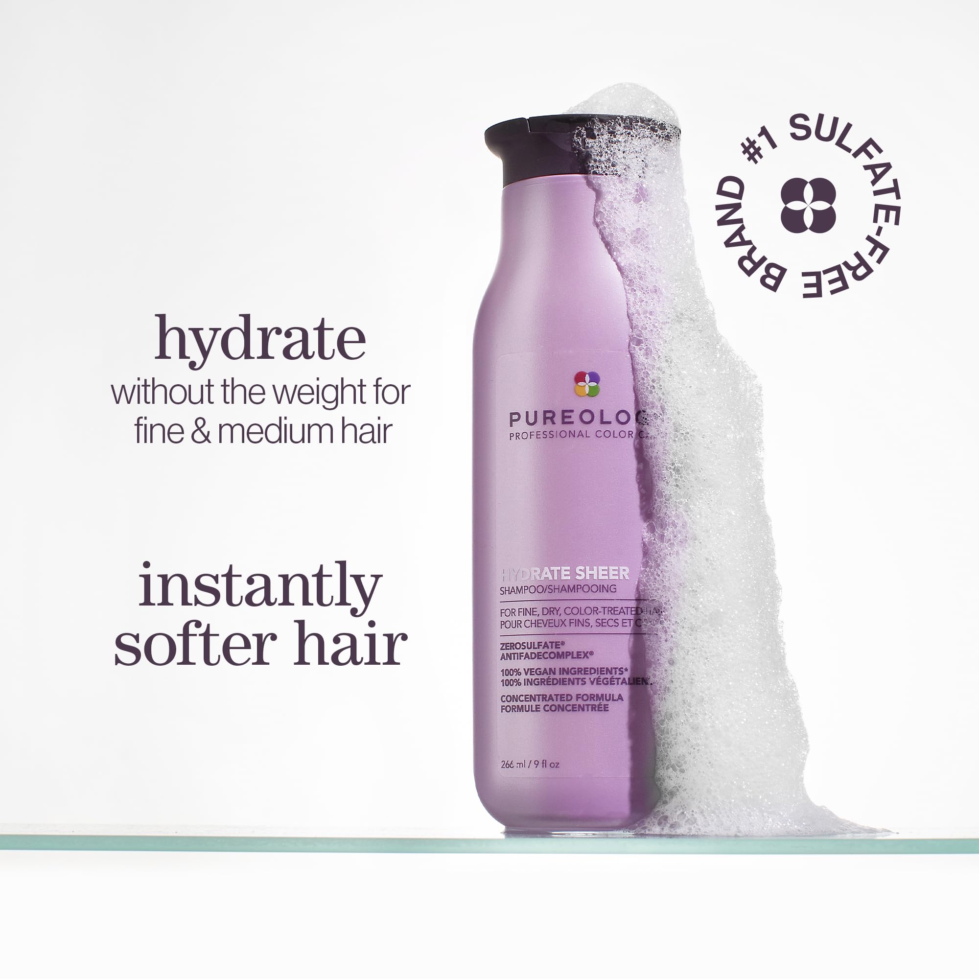 Pureology Hydrate Sheer Shampoo, Lightweight Color-Safe Hydration for Fine Dry Hair, Jojoba & Green Tea, Vegan, Sulfate-Free 🍁 All In One Marketplace Canada