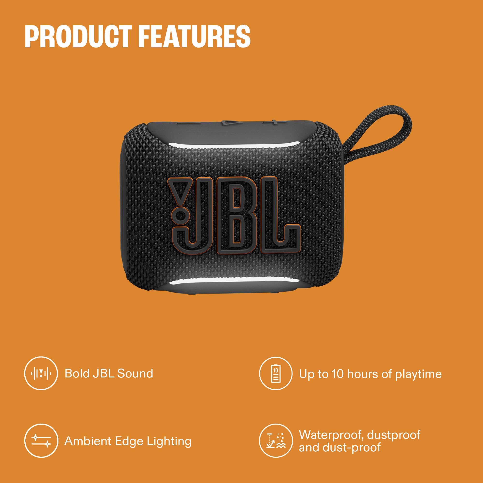 JBL Go 5 - Ultra-Portable Waterproof & Drop-Proof Speaker with JBL Legendary Sound & Ambient Edge Lighting, AirTouch Instant Stereo Pairing or Link Multiple Compatible Speakers via Auracast™ (Squad) 🍁 All In One Marketplace Canada