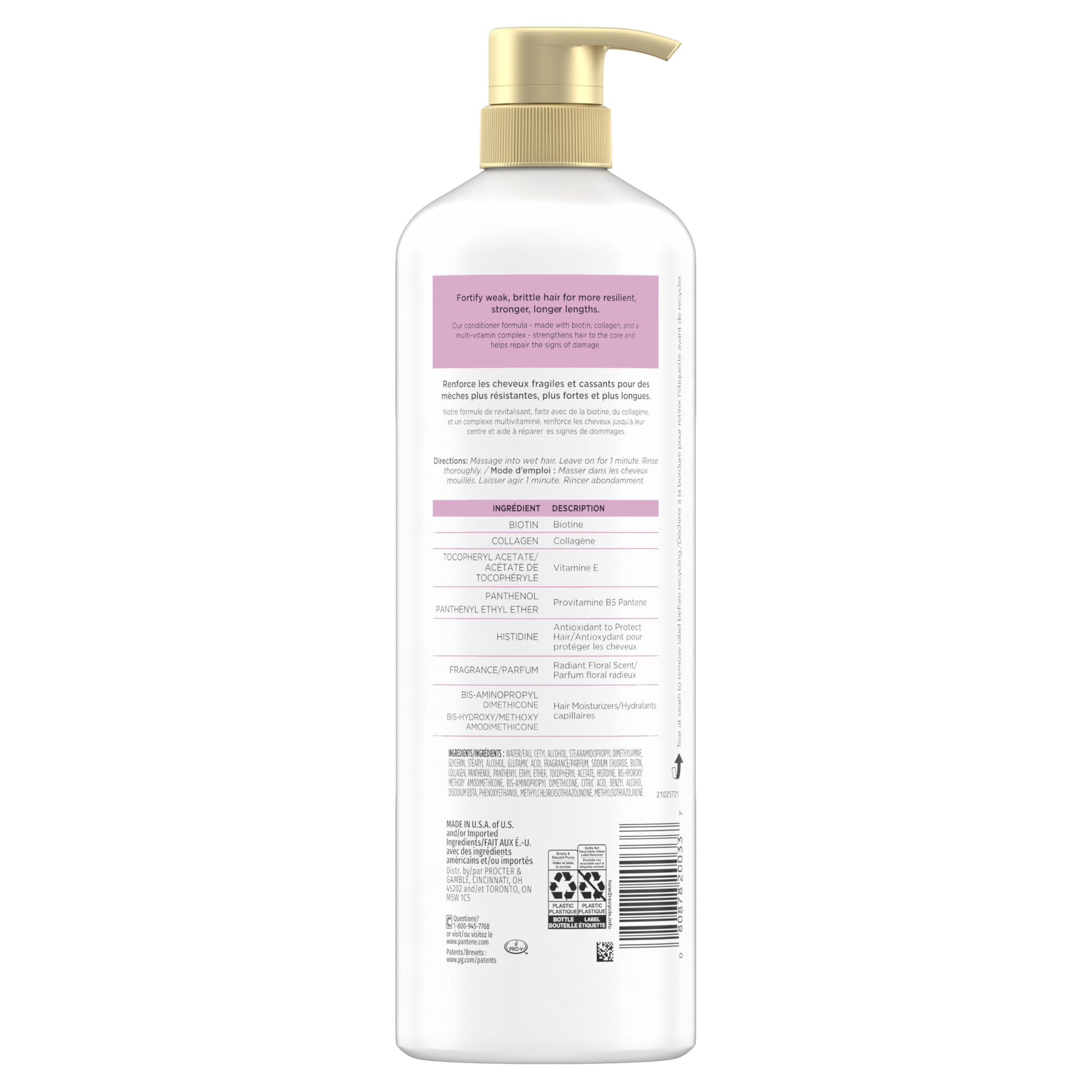 Pantene Pro-V Miracles Infinite Lengths Biotin + Collagen 1 Minute Miracle Conditioner, 888 mL 🍁 All In One Marketplace Canada