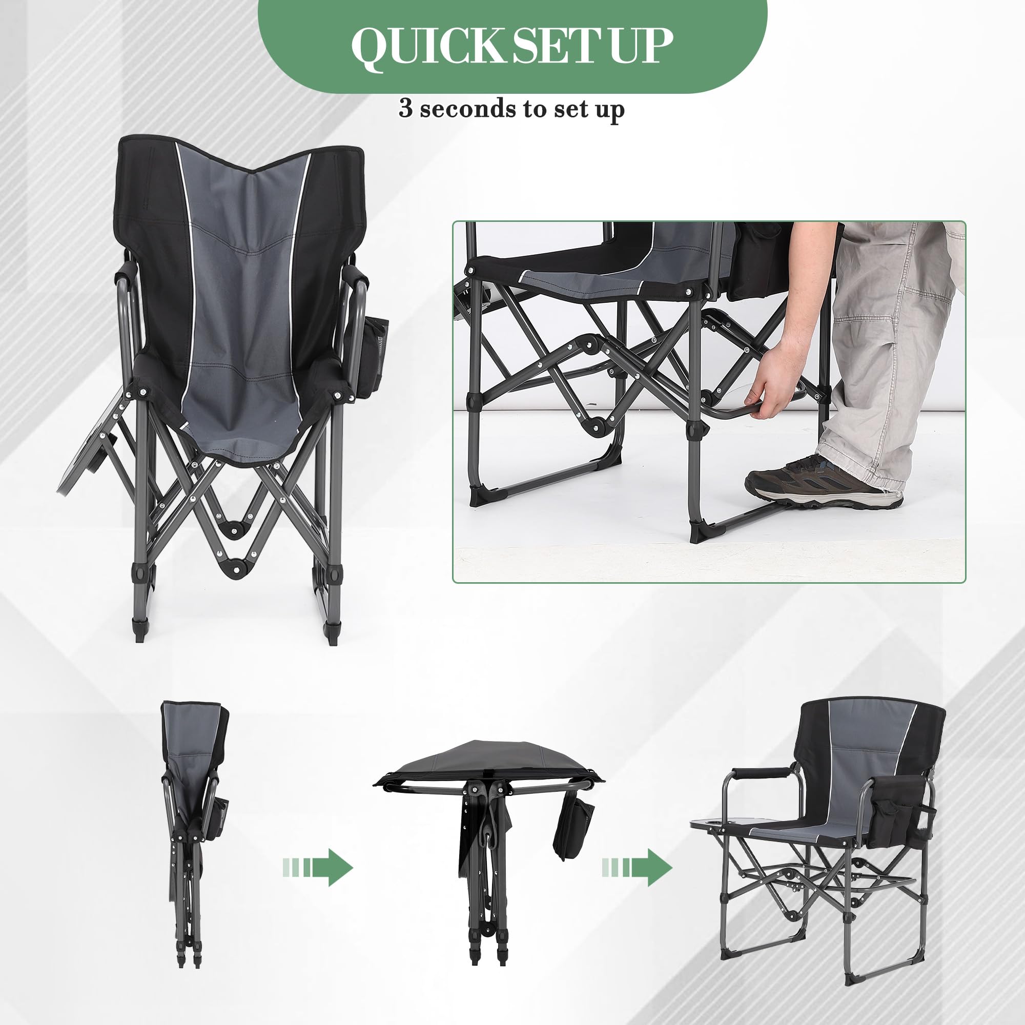 Oversized Heavy Duty Folding Camping Director Chair for Adults 🍁 All In One Marketplace Canada
