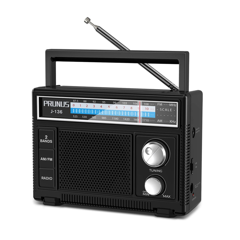 PRUNUS Portable Radio AM FM, Transistor Radio Battery Operated and Plug in Wall,Loud Speaker Support AUX in and Micphone in, Small Radios Portable AM FM J-136 🍁 All In One Marketplace Canada