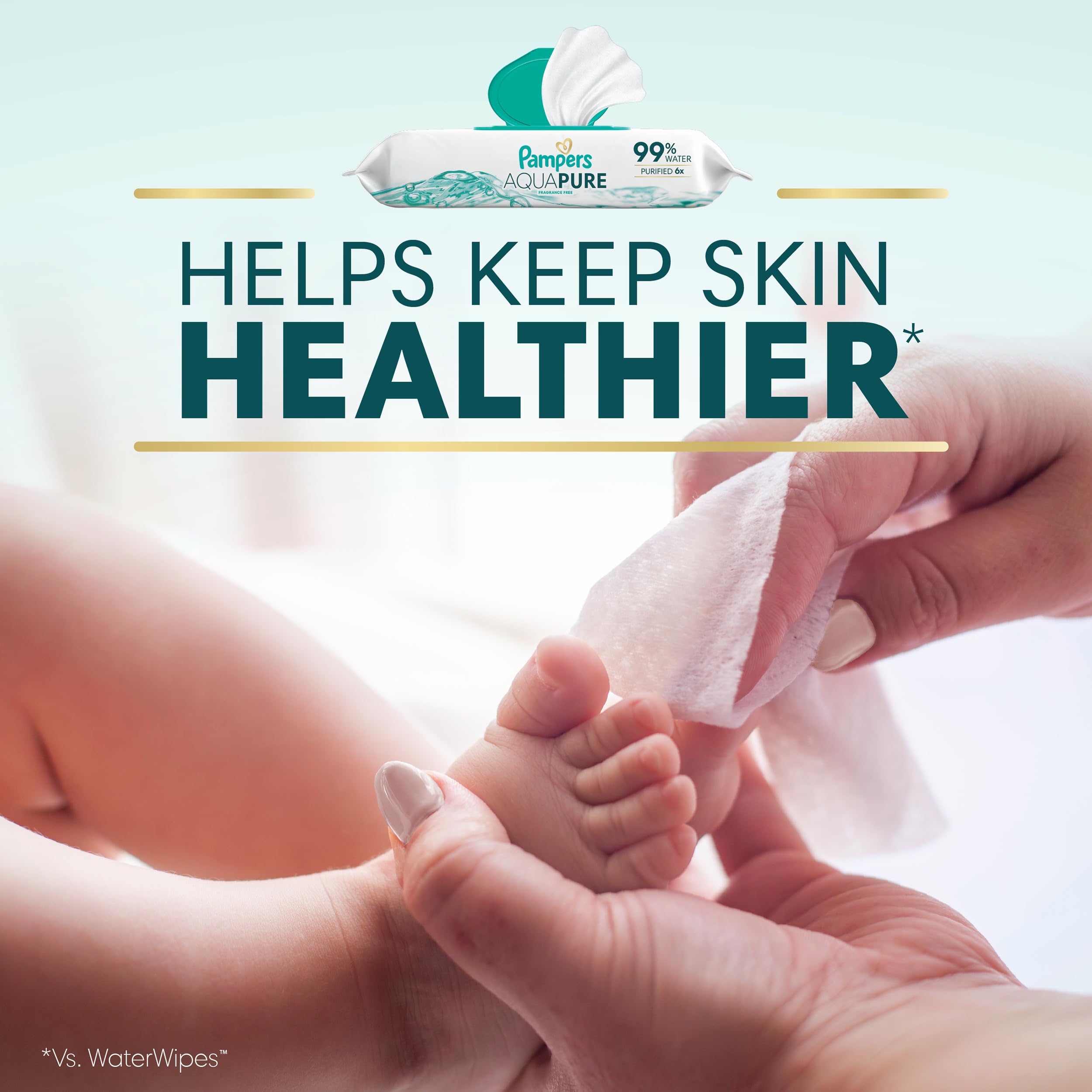 Pampers Aqua Pure Baby Wipes, 99% Water, Fragrance Free, 672 Baby Wipes Total (12X Flip-Top Packs) 🍁 All In One Marketplace Canada