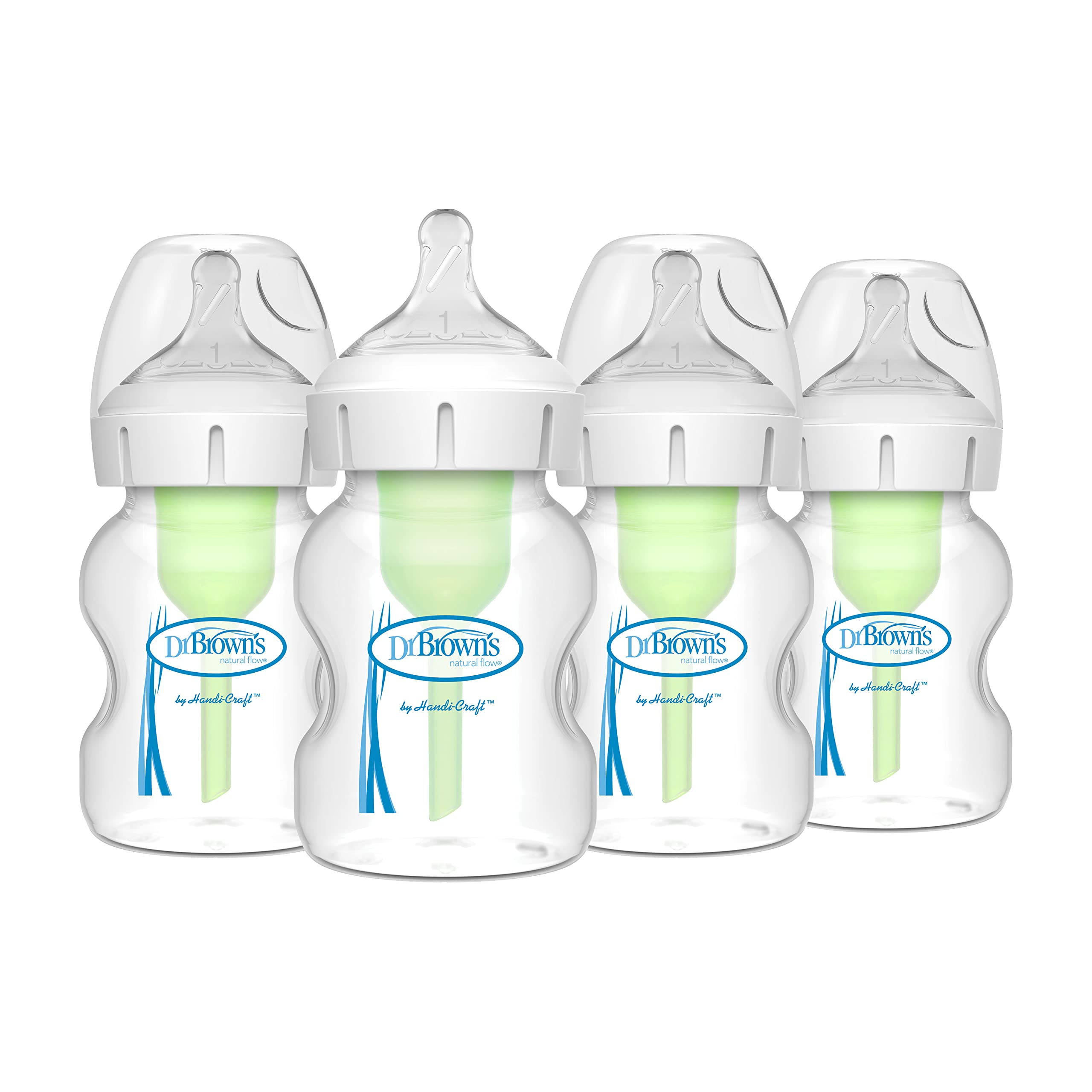 Dr. Brown’s Natural Flow Anti-Colic Options+ Wide-Neck Baby Bottles 5 oz/150 mL, with Level 1 Slow Flow Nipple, 4 Pack, 0m+ 🍁 All In One Marketplace Canada