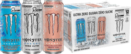 Monster Energy, Ultra Variety Pack (Zero Ultra, Ultra Blue Hawaiian, Ultra Peachy Keen), 473mL (12 Pack) - Zero Sugar Energy Drink 🍁 All In One Marketplace Canada
