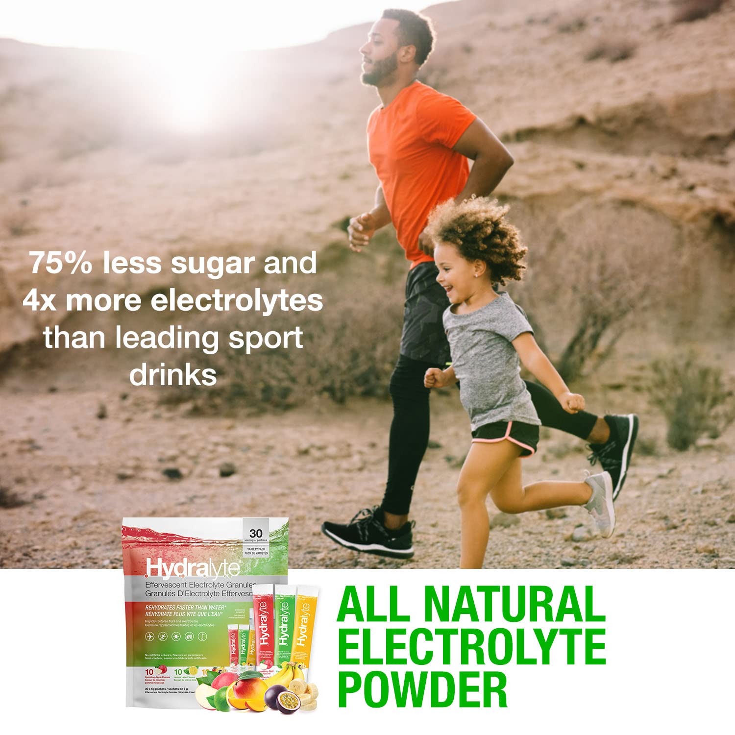 HydraLyte Electrolyte Powder, Low Sugar Electrolyte Packets Designed for Rapid Hydration, Safe Hydration for All Ages - Made with All Natural Ingredients, 30 Servings, Tropical Variety 🍁 All In One Marketplace Canada