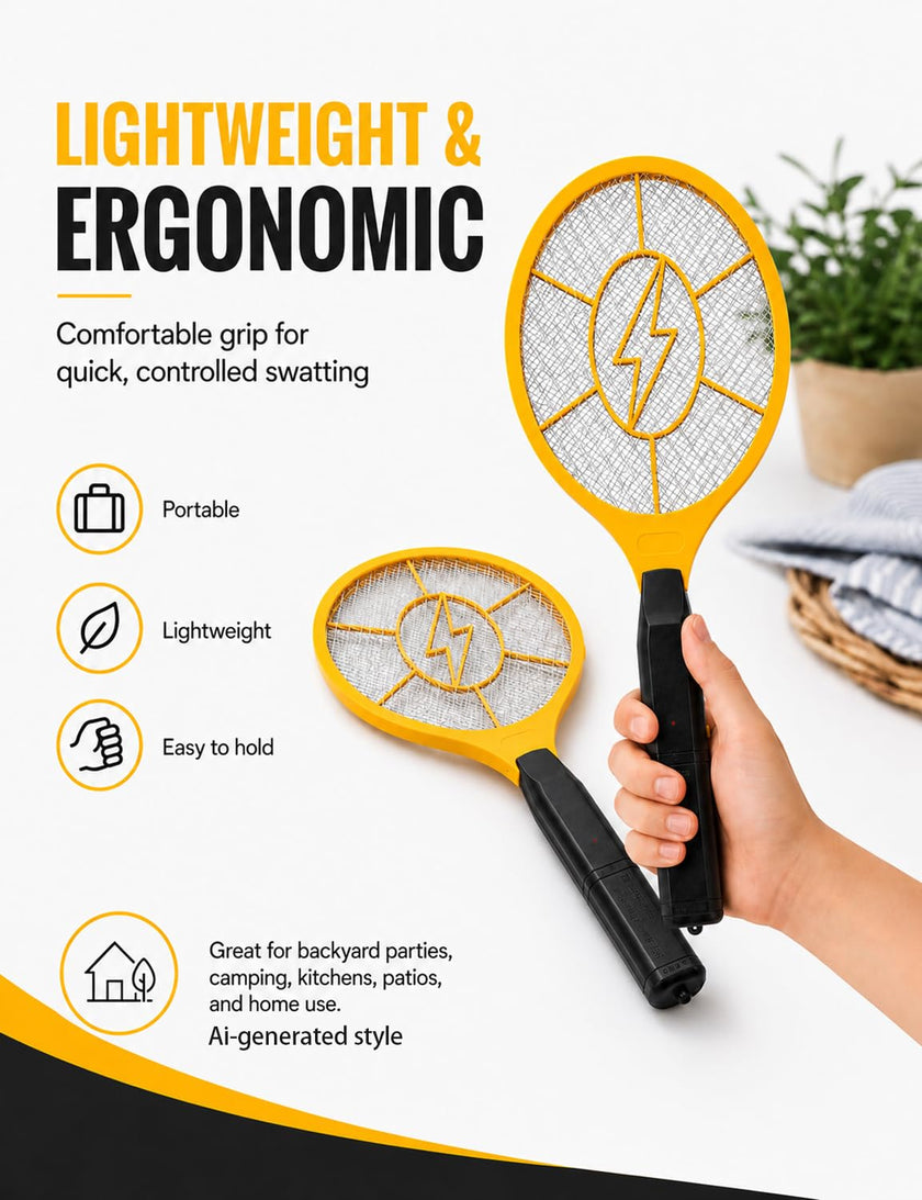 2 Pack Electric Fly Swatter, Bug Zapper Racket for Indoor Pest Control, Handheld Insect Killer Bat Battery Powered Electric Mosquito Swatter for Outdoor and Home 🍁 All In One Marketplace Canada