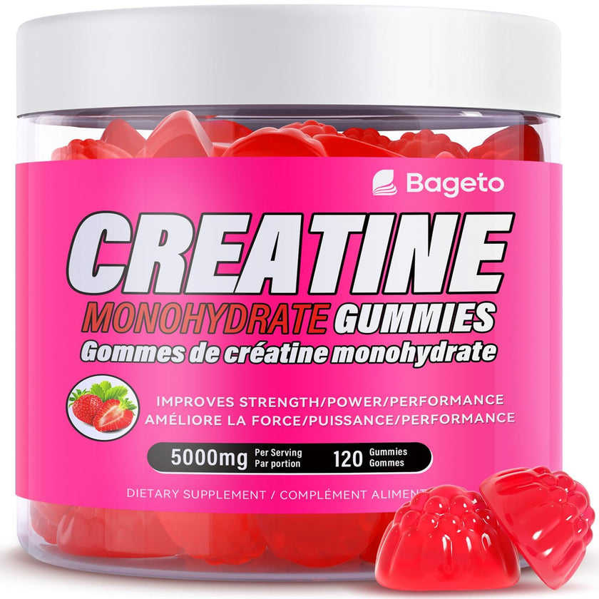 Creatine Monohydrate Gummies 5000mg for Men & Women, Gomitas de Creatina 5g Creatine Monohydrate, 0g Sugar Creatine Pre-Workout for Muscle Strength, Vegan, 120 Count Strawberry (Pack of 1) 🍁 All In One Marketplace Canada