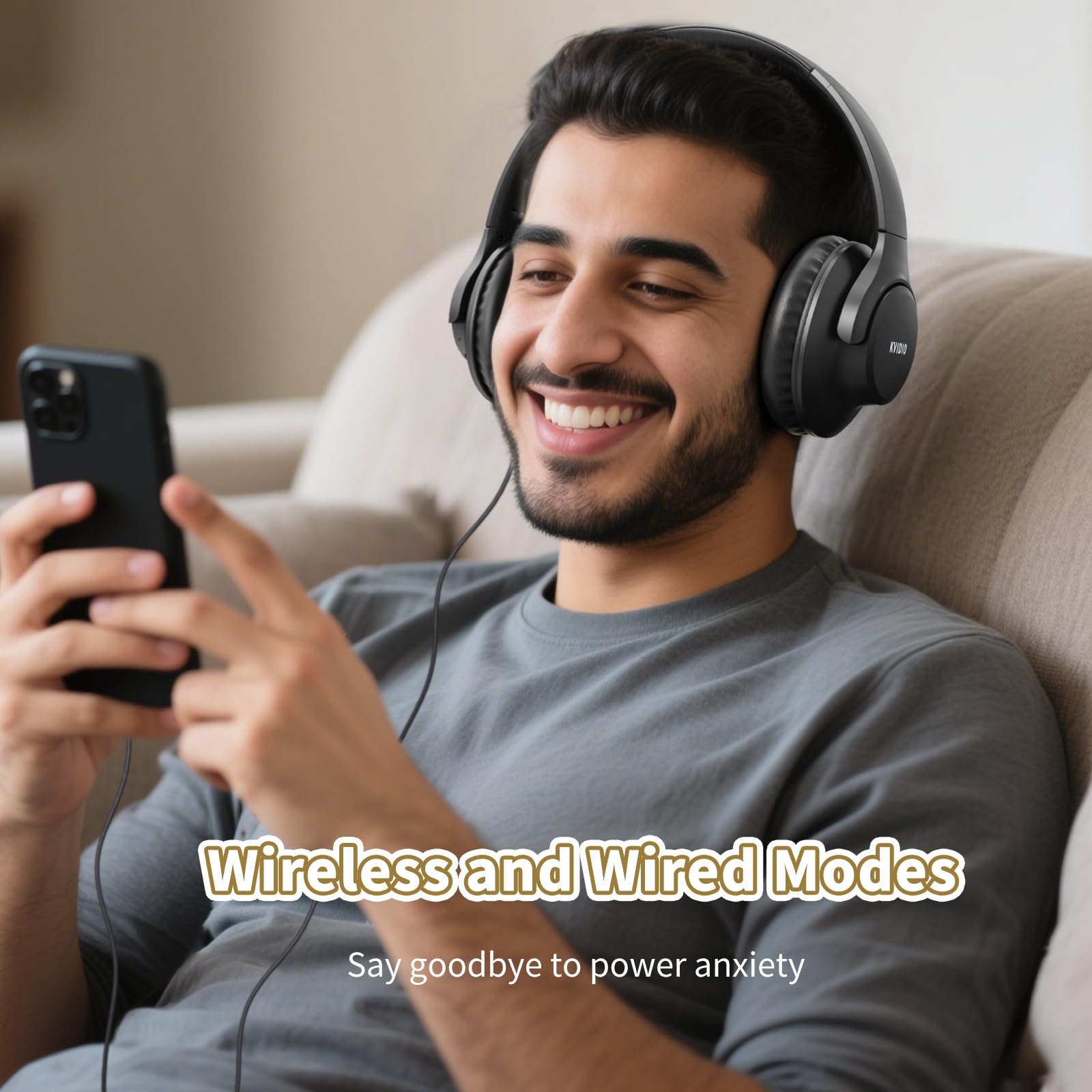 KVIDIO Bluetooth Headphones Over Ear, 65 Hours Wireless Headphones with Microphone, Foldable Lightweight HiFi Stereo Headset with Deep Bass Headphones for Travel Work Laptop PC Cellphone 🍁 All In One Marketplace Canada