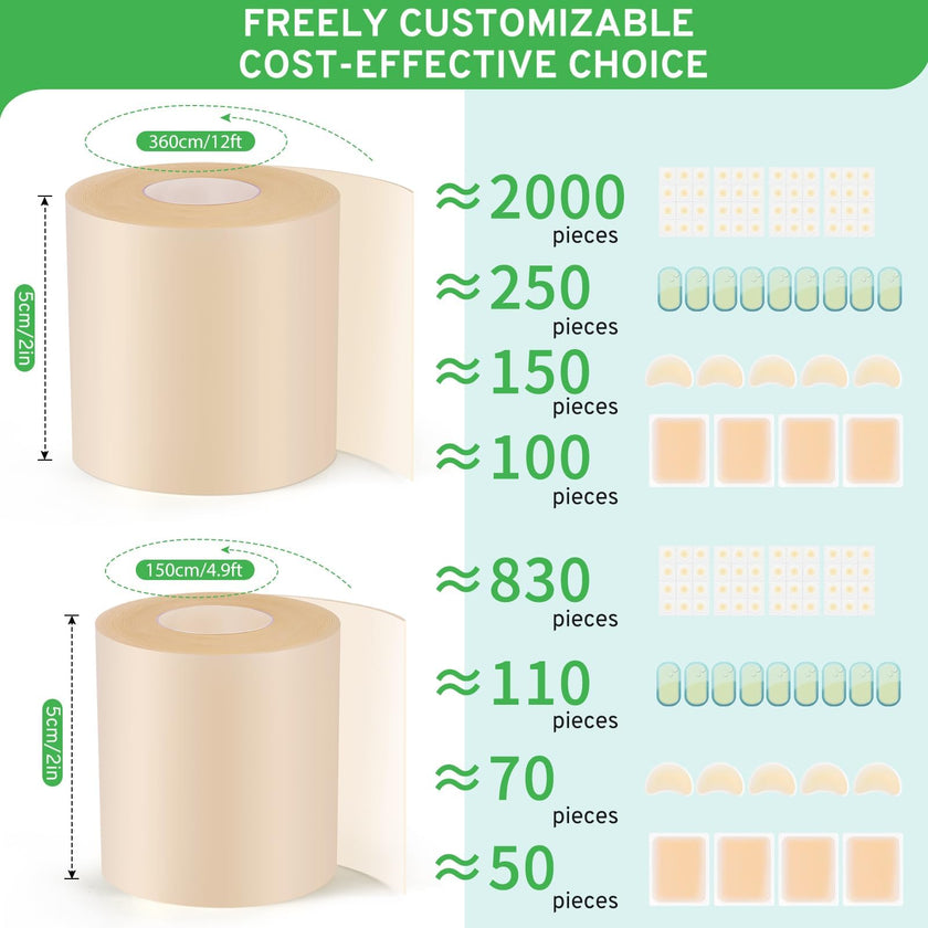 Hydrocolloid Bandages Roll for Wound Care, (2IN*5FT) Hydrocolloid Roll with Self-Adhesive, Cut-to-Size Patch Bandages, Ultra Absorbent, Waterproof, First Aid Kit Essential 🍁 All In One Marketplace Canada