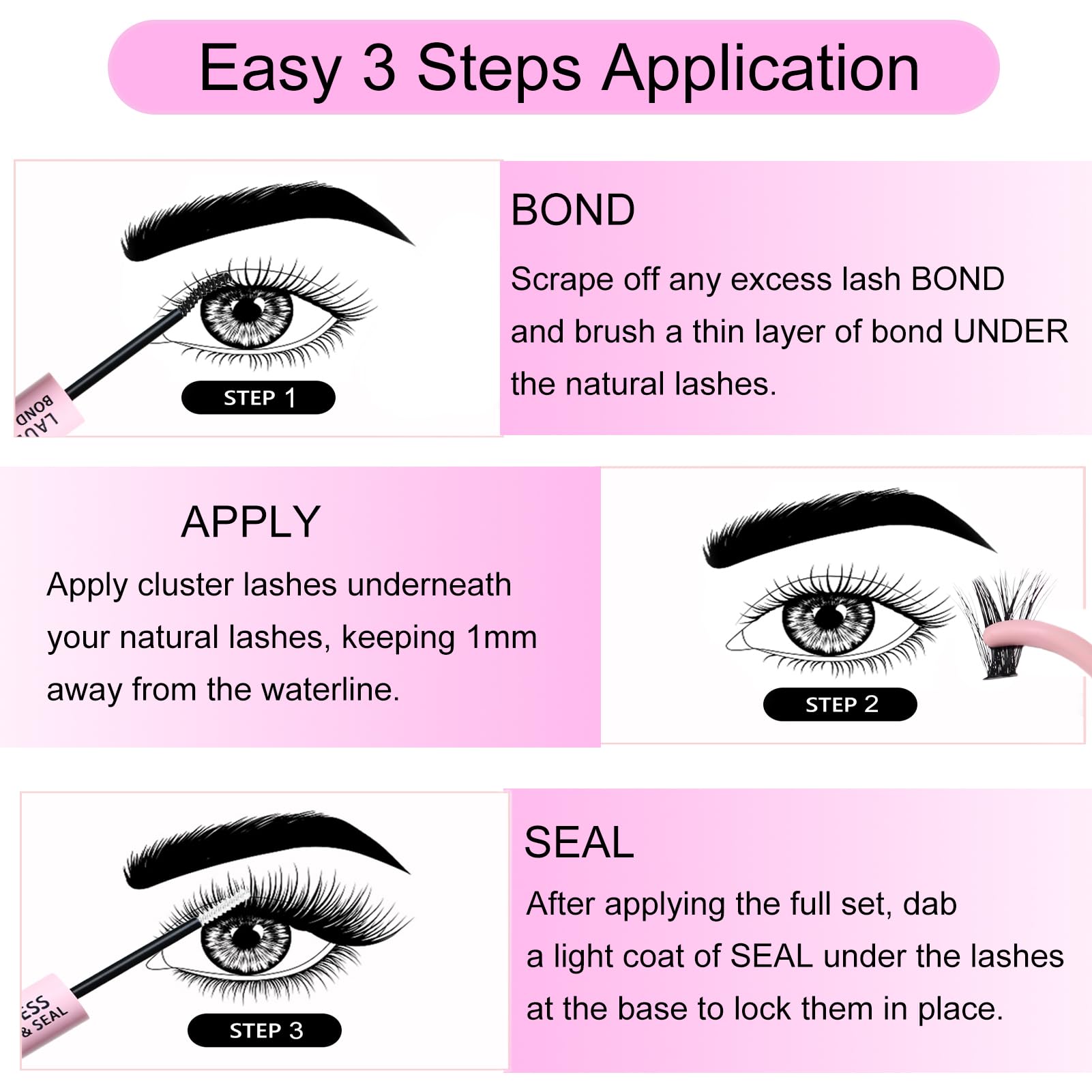 Lash Extension Kit 20D+40D Clusters With Bond and Seal - Waterproof DIY Eyelash Extension Set With Tweezers (Set 20D/40D-0.07D-9-16Mix) 🍁 All In One Marketplace Canada