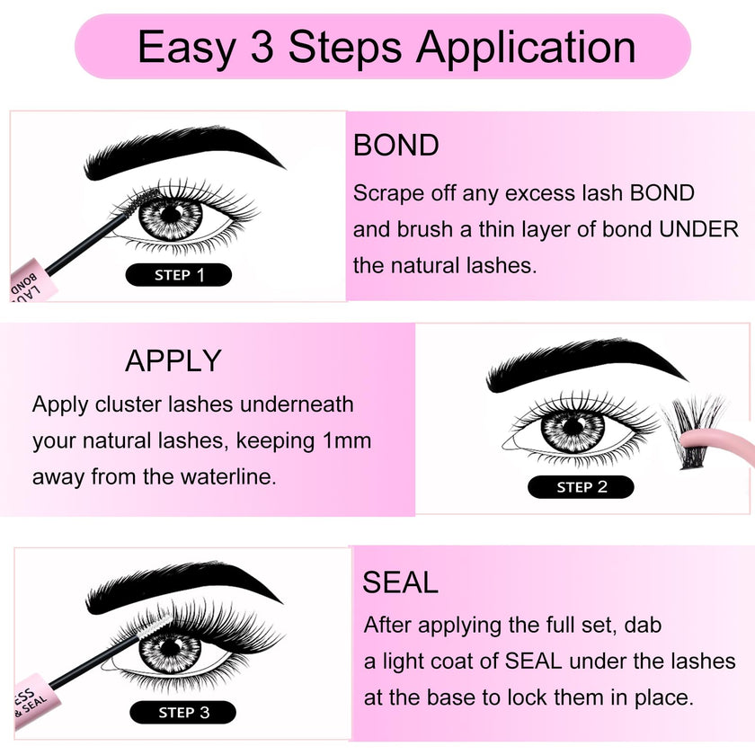 Lash Extension Kit 20D+40D Clusters With Bond and Seal - Waterproof DIY Eyelash Extension Set With Tweezers (Set 20D/40D-0.07D-9-16Mix) 🍁 All In One Marketplace Canada