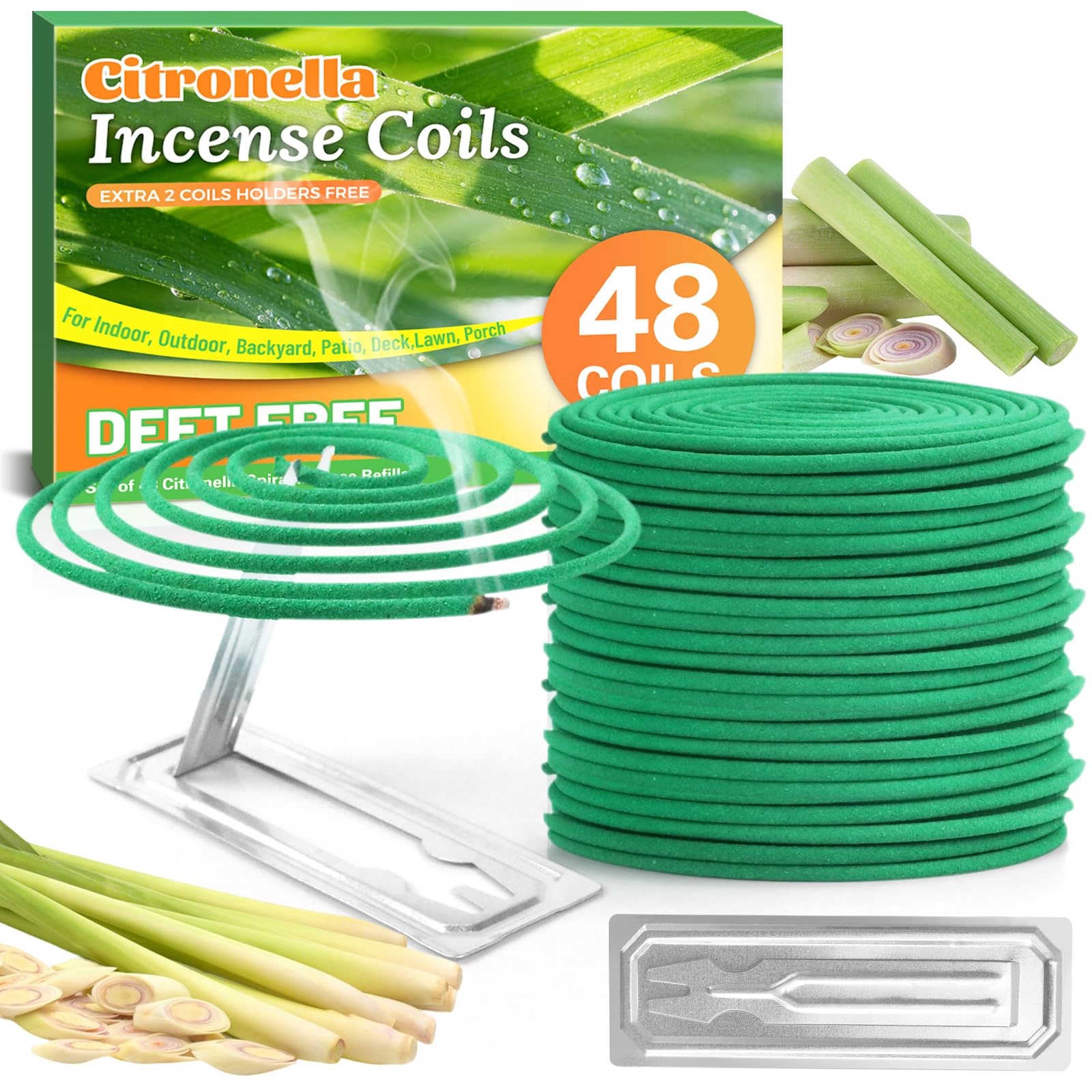 SCENTORINI Citronella Incense, Citronella Coils with Coil Holder, 48 Pcs, Suitable for Summer Home Outdoor Use, Pool Side, Patio, Porches, Courtyards, Farms, Garden Planting Area 🍁 All In One Marketplace Canada