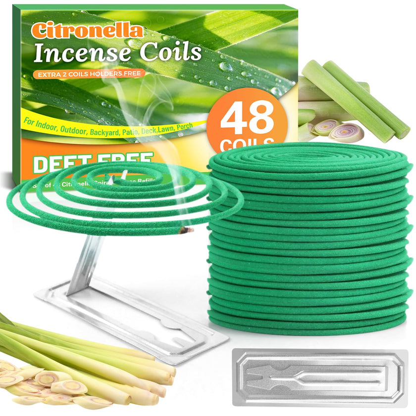 SCENTORINI Citronella Incense, Citronella Coils with Coil Holder, 48 Pcs, Suitable for Summer Home Outdoor Use, Pool Side, Patio, Porches, Courtyards, Farms, Garden Planting Area 🍁 All In One Marketplace Canada