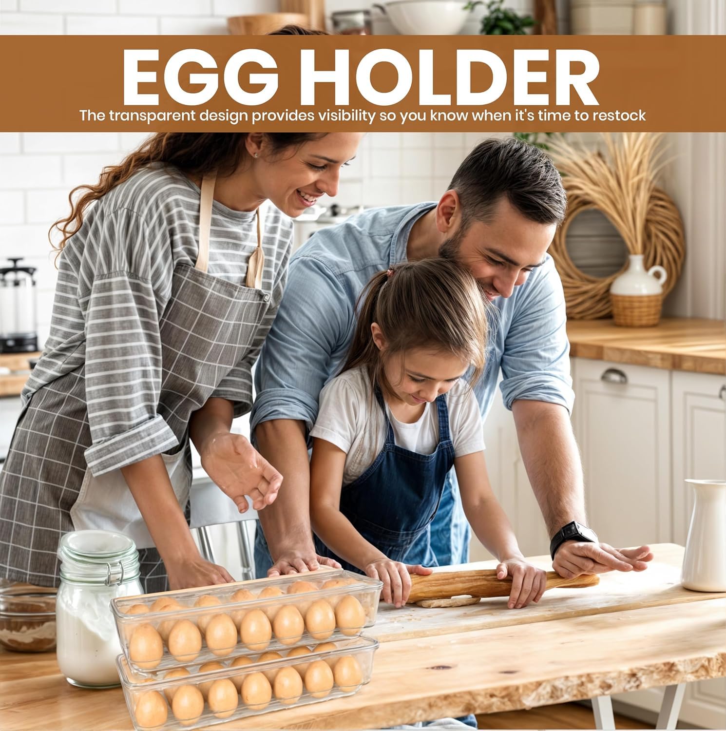 KICHLY Pack of 2 - Egg Basket for fridge - Egg Holder for Fridge - 14 Egg Container With Lid & Handle, Egg Container For Refrigerator, Stackable Plastic Egg Tray with Lids (Clear) 🍁 All In One Marketplace Canada